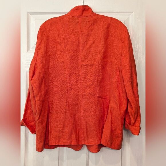 Vintage Harve Bernard 100% Linen Red Blazer Button Down Jacket XL Career Boho - Picture 3 of 6
